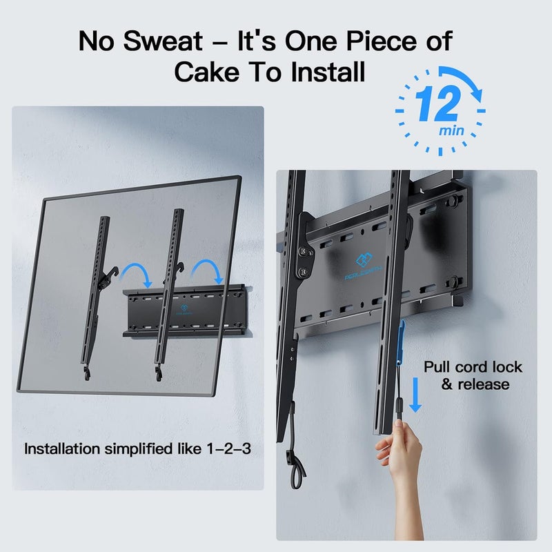 PERLESMITH Tilting TV Wall Mount Bracket Low Profile for Most 23-60 inch LED LCD OLED, Plasma Flat Screen TVs with VESA 400x400mm Weight up to 115lbs, Fits 16" Wood Stud - Image 4